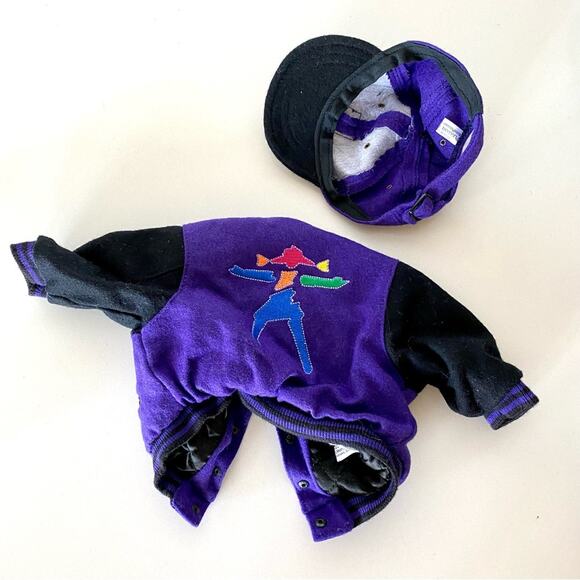 AMERICAN GIRL DOLL Today Jacket Cap Baseball Hat Varsity Purple Black Outfit Set - Picture 5 of 7